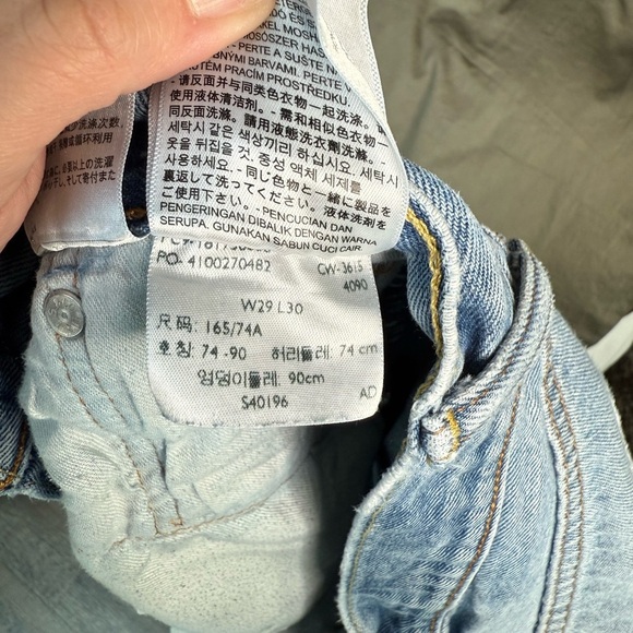 Levis 501 CT Blue Jeans Unisex 29x30 Distressed Tapered Thrashed 100% Cotton 90s - Picture 9 of 15